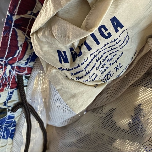 Nautica Swim Trunks Men XL Multicolor Tropical Drawstring Nylon Mesh Brief 16” - Picture 3 of 7